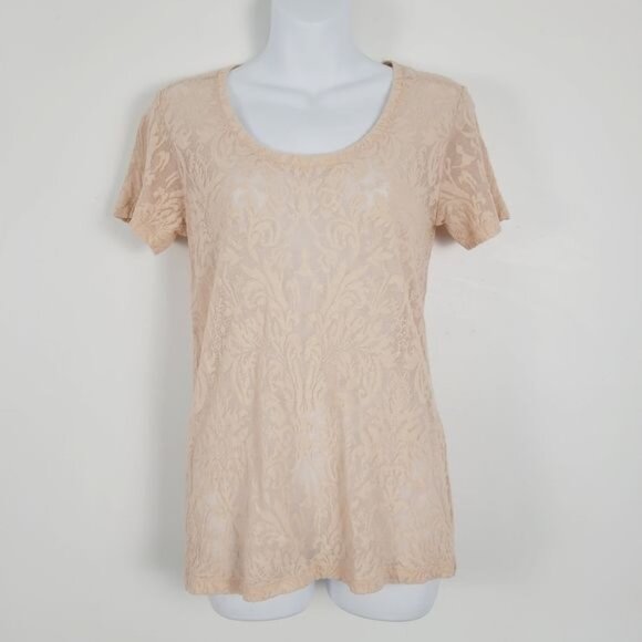 Club Monaco Linen Blend Sheer‎ Lace Short Sleeve Shirt Size Small - Picture 8 of 8